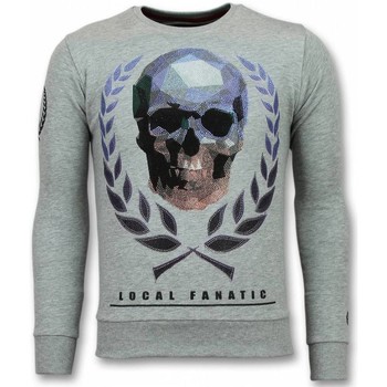 Textiel Heren Sweaters / Sweatshirts Local Fanatic Doodskop Skull Rhinestone Grijs