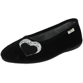 Schoenen Dames Leren slippers La Maison De L'espadrille COEUR D'ARGENT Zwart