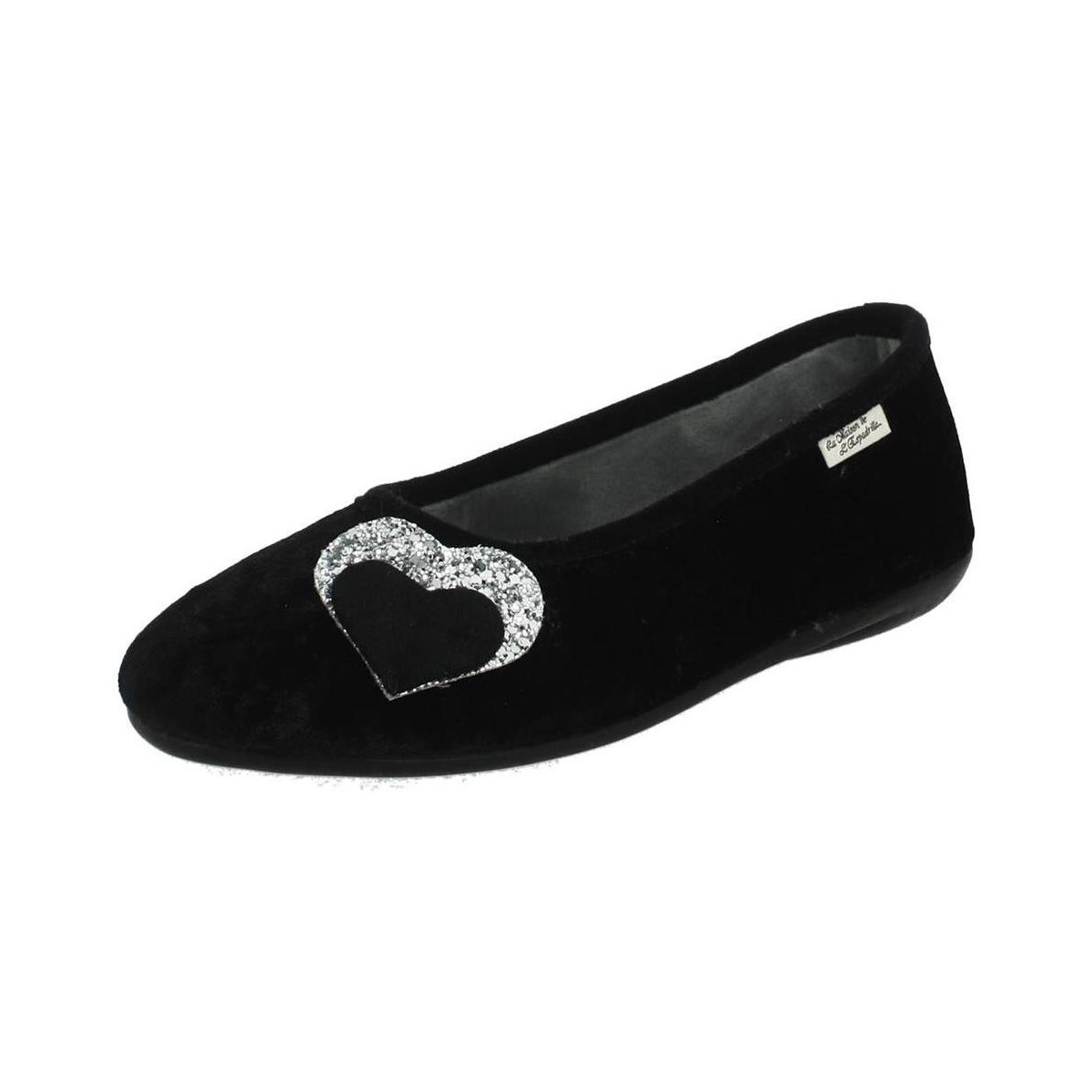 Schoenen Dames Leren slippers La Maison De L'espadrille COEUR D'ARGENT Zwart