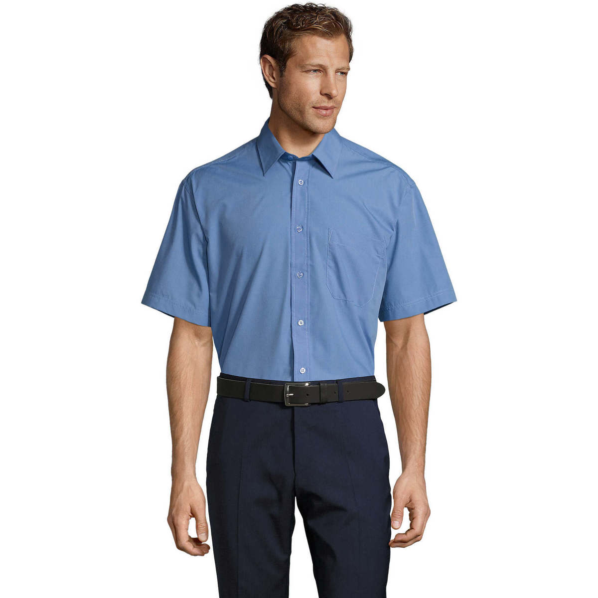 Textiel Heren Overhemden korte mouwen Sols BRISTOL MODERN WORK Blauw