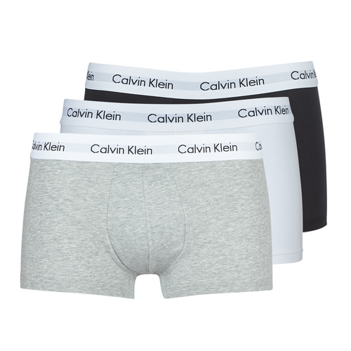 Calvin Klein Jeans COTTON STRECH LOW RISE TRUNK X 3 Zwart Wit / Grijs / Chiné - Gratis levering | Spartoo.be ! - Ondergoed Boxershorts Heren €