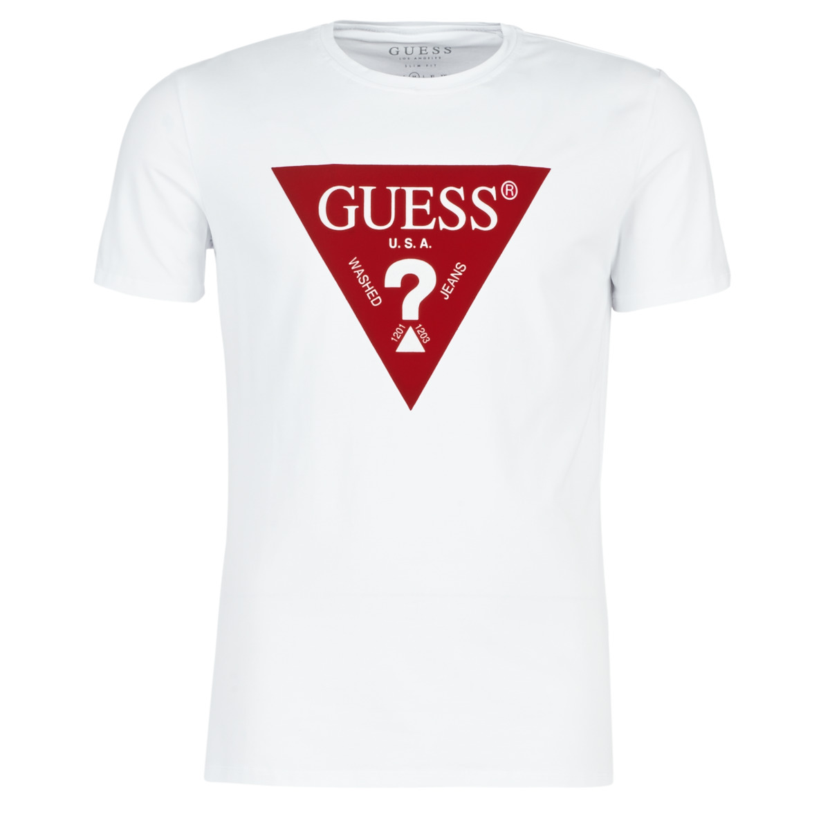Textiel Heren T-shirts korte mouwen Guess PACKED Wit / Rood