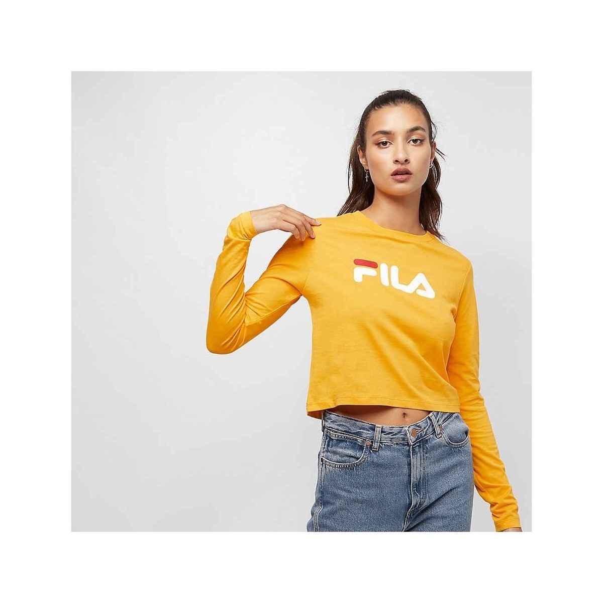 Textiel Dames T-shirts & Polo’s Fila MARCELINE CROPPED LS SHIRT Geel