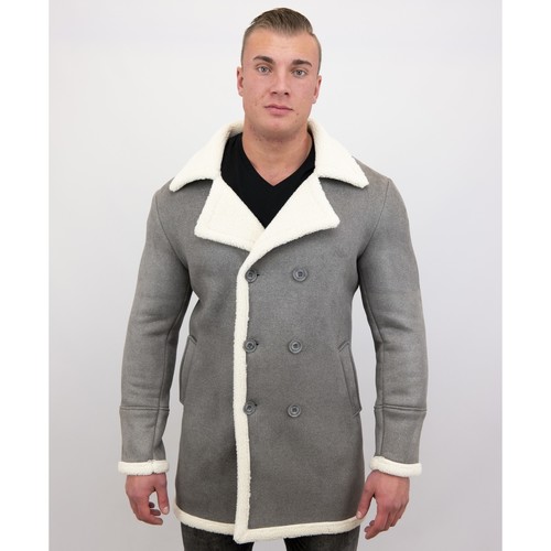 Textiel Heren Jasjes / Blazers Tony Backer Imitatie Bontjas Lang Lammy Coat Grijs