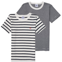 Textiel Jongens T-shirts korte mouwen Petit Bateau 53333 Wit / Blauw