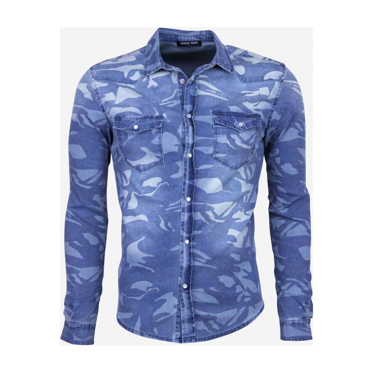 Textiel Heren Overhemden lange mouwen Daniele Volpe Denim Army Print Blauw
