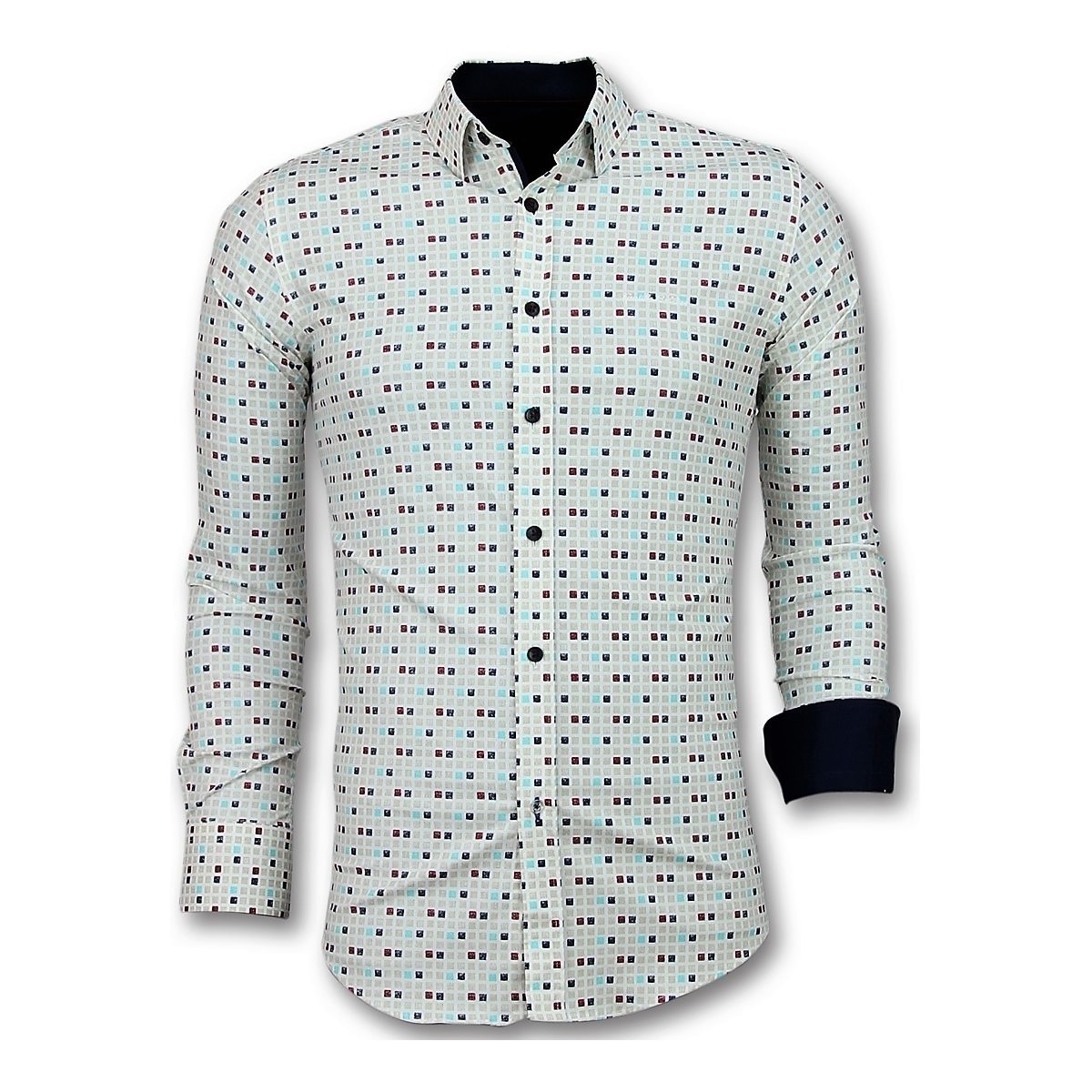 Textiel Heren Overhemden lange mouwen Tony Backer Tetris Motief Hemd Beige