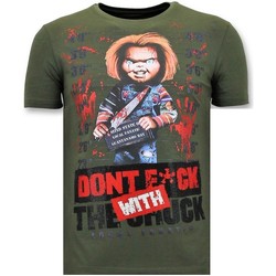 Textiel Heren T-shirts korte mouwen Local Fanatic Stoere Bloody Chucky Angry Print Groen