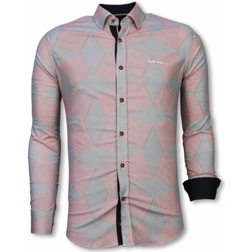 Textiel Heren Overhemden lange mouwen Tony Backer Blouse Line Pattern Roze