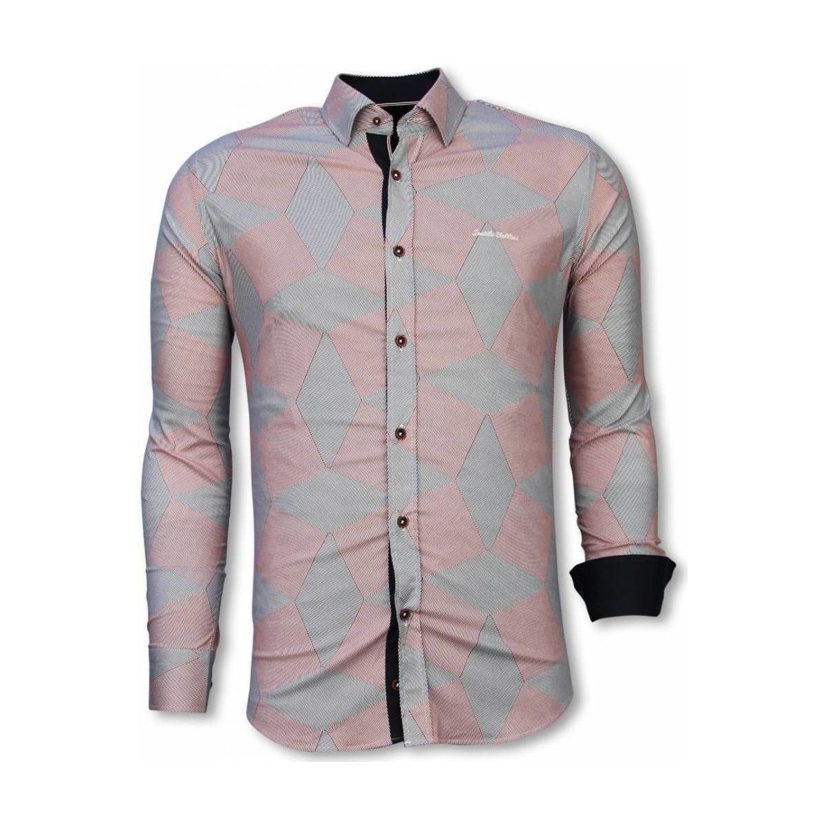 Textiel Heren Overhemden lange mouwen Tony Backer Blouse Line Pattern Roze