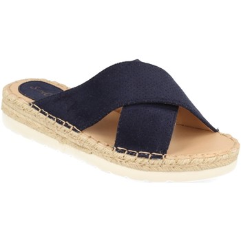 Schoenen Dames Leren slippers Suncolor 9082 Blauw