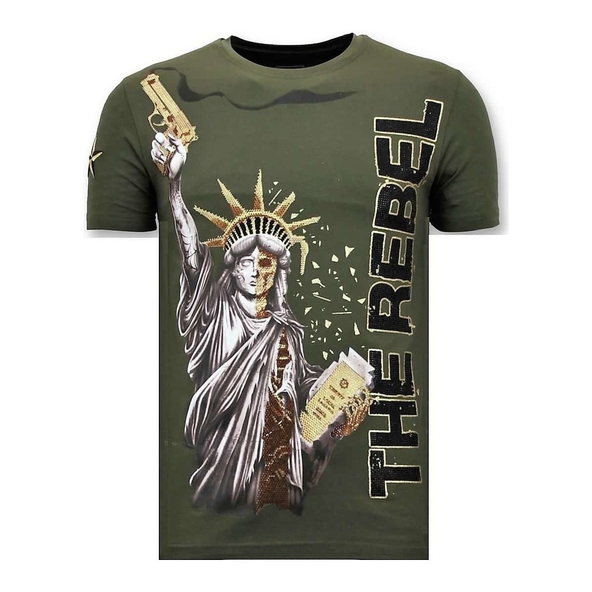 Textiel Heren T-shirts korte mouwen Local Fanatic Rhinestone The Rebel Groen