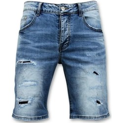 Textiel Heren Korte broeken / Bermuda's Enos Korte Broek Gescheurde Jeans Short Blauw