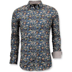 Textiel Heren Overhemden lange mouwen Tony Backer Luxe Digitale Bloemen Print Groen