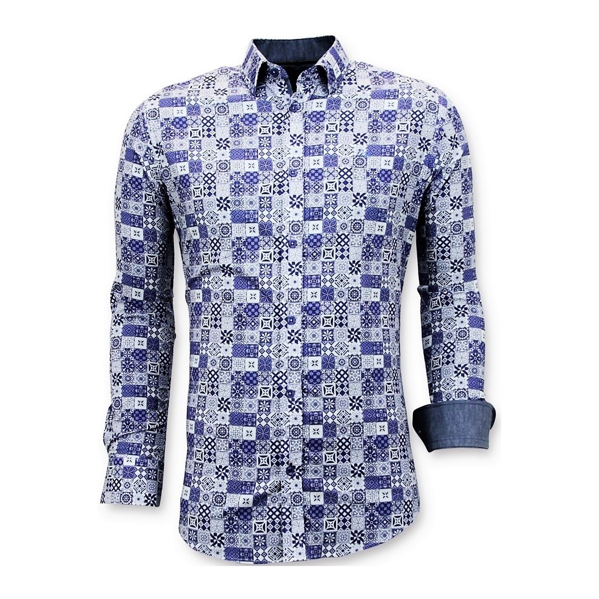 Textiel Heren Overhemden lange mouwen Tony Backer Luxe Digitale Print Blauw