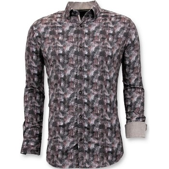 Textiel Heren Overhemden lange mouwen Tony Backer Luxe Blouse Digitale Print Brown