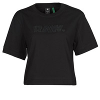 Textiel Dames T-shirts korte mouwen G-Star Raw BOXY FIT RAW EMBROIDERY TEE Zwart