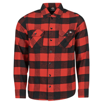 Textiel Heren Overhemden lange mouwen Dickies NEW SACRAMENTO SHIRT RED Rood / Zwart