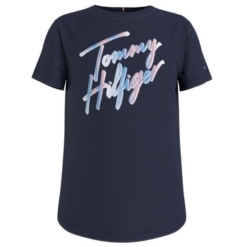 Textiel Meisjes T-shirts korte mouwen Tommy Hilfiger KG0KG05870-C87 Marine