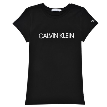 Textiel Meisjes T-shirts korte mouwen Calvin Klein Jeans INSTITUTIONAL T-SHIRT Zwart