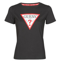 Textiel Dames T-shirts korte mouwen Guess SS CN ORIGINAL TEE Zwart
