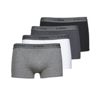 Ondergoed Heren Boxershorts Athena BASIC COTON  X4 Grijs / Donker / Zwart / Wit / Zwart