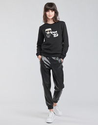 Textiel Dames 5 zakken broeken Karl Lagerfeld FAUXLEATHERJOGGERS Zwart