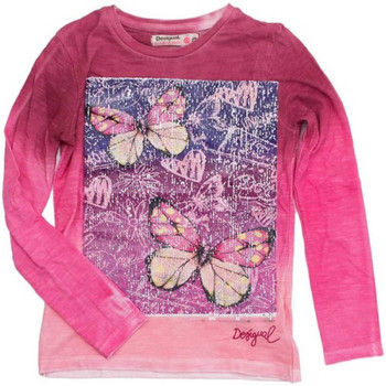 Textiel Jongens T-shirts met lange mouwen Desigual T Shirt Fille Wonderland Rose 18WGTKBG (rft) Roze