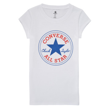 Textiel Meisjes T-shirts korte mouwen Converse TIMELESS CHUCK PATCH TEE Wit