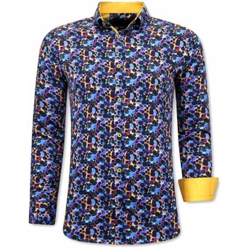 Textiel Heren Overhemden lange mouwen Tony Backer Luxe Kleurrijke Blouse Blauw, Geel