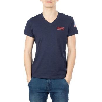 Textiel Heren T-shirts & Polo’s Nasa BASIC FLAG V NECK Blauw