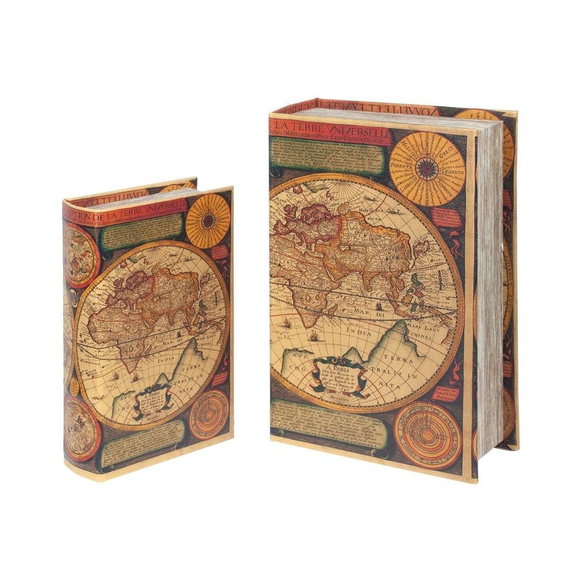 Wonen Manden en dozen Signes Grimalt Wereldboekenboxen Set 2U Multicolour