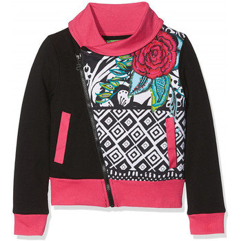 Textiel Meisjes Sweaters / Sweatshirts Desigual Sweat zippé fille Andersen noir/rose 17WGSK03 Zwart