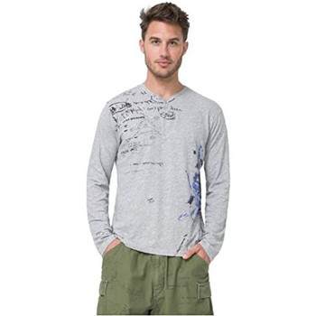 Textiel Heren T-shirts met lange mouwen Desigual T-Shirt Homme Manches Longues Montgomery Gris Grijs