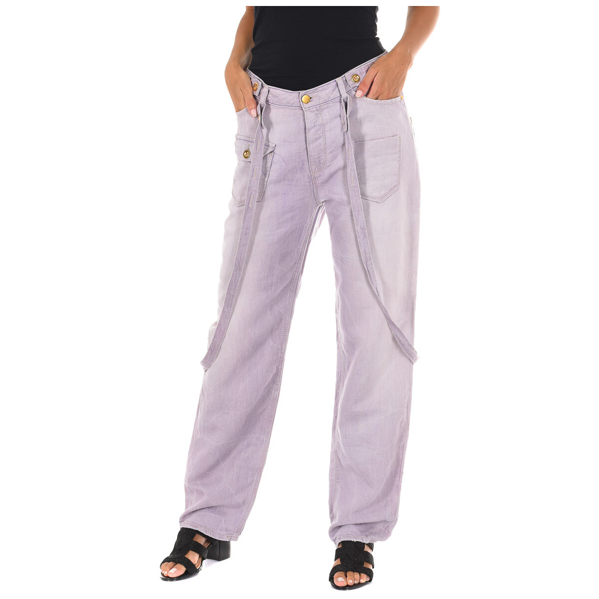 Textiel Dames Broeken / Pantalons Met 10DTU0010-G036-0593 Violet