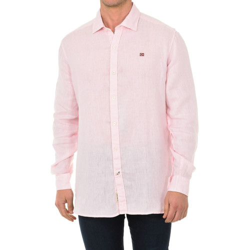 Textiel Heren Overhemden lange mouwen Napapijri NP000IL7P-841 Roze