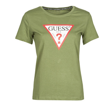 Textiel Dames T-shirts korte mouwen Guess SS CN ORIGINAL TEE Kaki