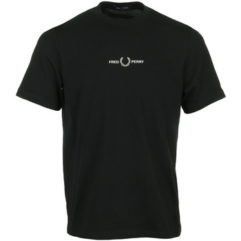 Textiel Heren T-shirts korte mouwen Fred Perry Embroidered T-Shirt Zwart