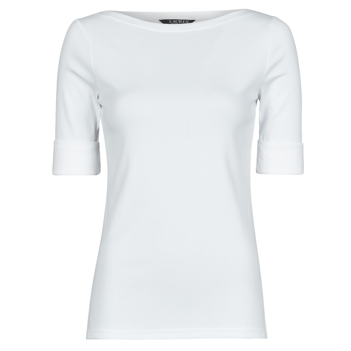 Textiel Dames T-shirts korte mouwen Lauren Ralph Lauren JUDY-ELBOW SLEEVE-KNIT Wit