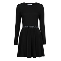 Textiel Dames Korte jurken Calvin Klein Jeans LOGO ELASTIC DRESS Zwart