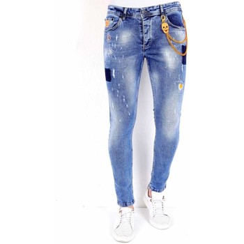Textiel Heren Skinny jeans Local Fanatic Spijkerbroek Verfspetters Blauw