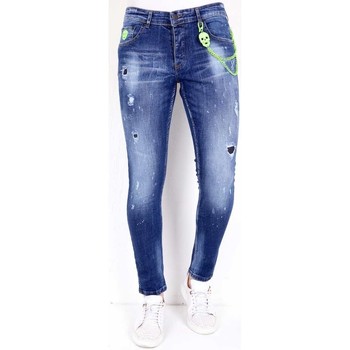 Textiel Heren Skinny jeans Local Fanatic Broek Gaten En Verfspatten Blauw