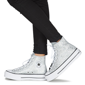 Converse CHUCK TAYLOR ALL STAR LIFT AUTHENTIC GLAM HI Zilver / Wit