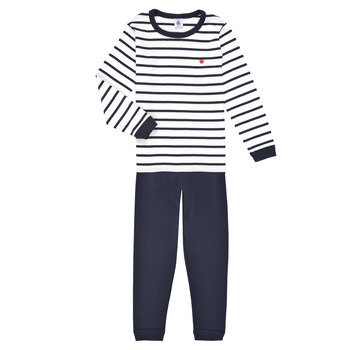 Textiel Jongens Pyjama's / nachthemden Petit Bateau TECHI Wit / Blauw
