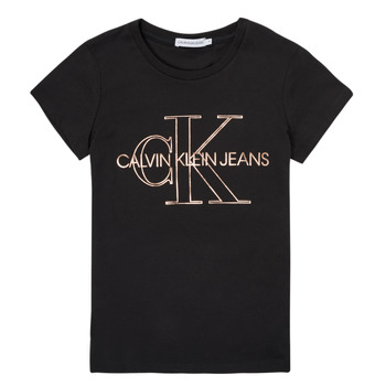 Textiel Meisjes T-shirts korte mouwen Calvin Klein Jeans TIZIE Zwart