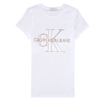 Textiel Meisjes T-shirts korte mouwen Calvin Klein Jeans TIZIE Wit