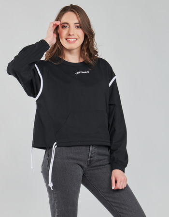 Textiel Dames Sweaters / Sweatshirts Converse LONG SLEEVE JERSEY CREW Zwart