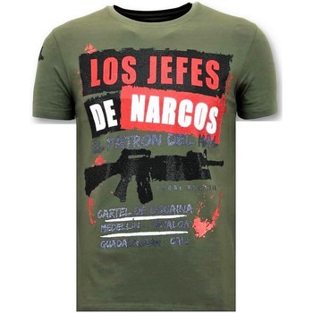 Textiel Heren T-shirts korte mouwen Lf Rhinestone Los Jefes De Narcos Groen