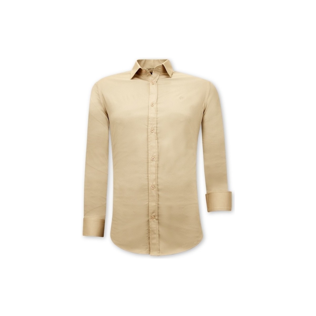 Textiel Heren Overhemden lange mouwen Tony Backer Luxe Moderne Satijn Beige