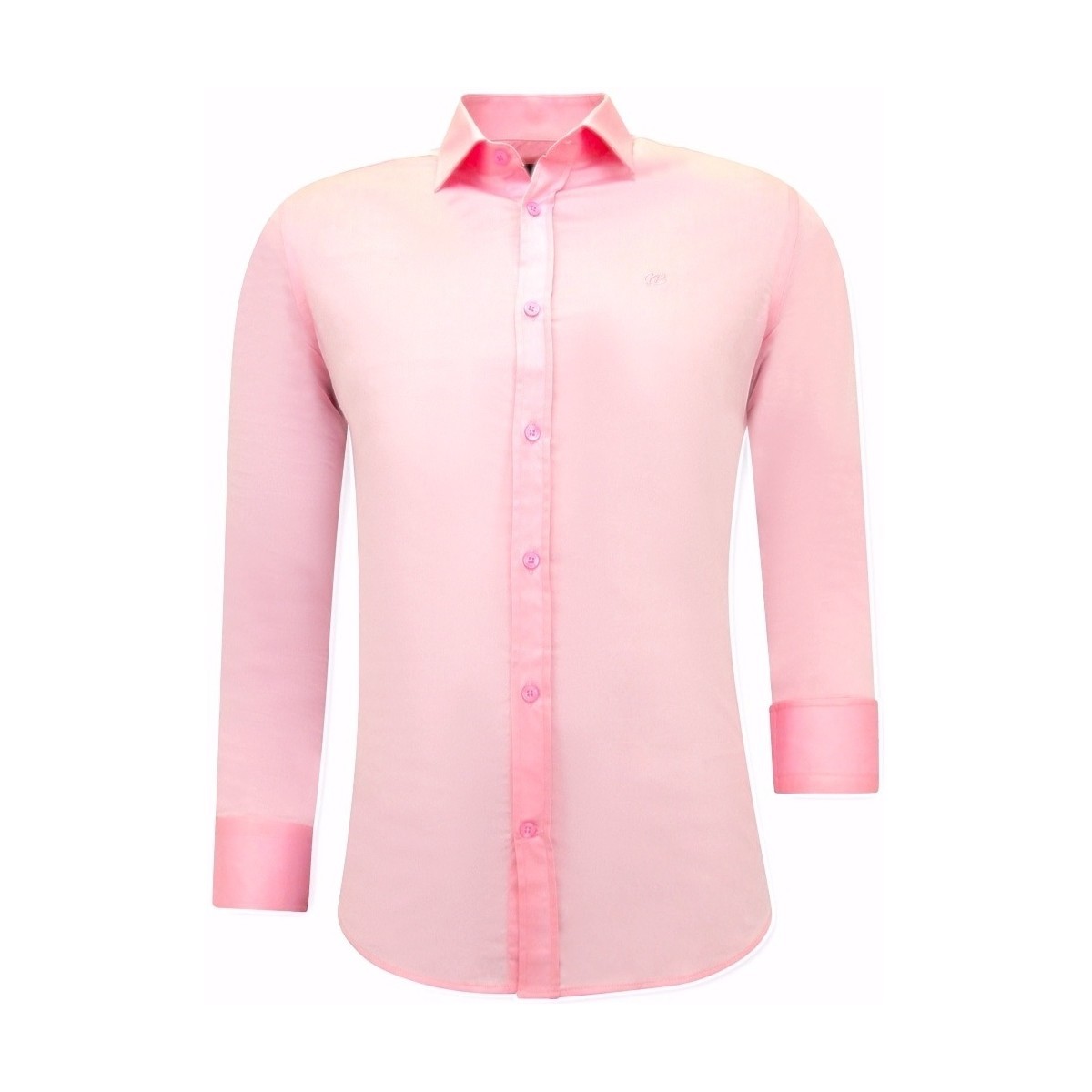 Textiel Heren Overhemden lange mouwen Tony Backer Luxe Satijn Hemd Voor Roze